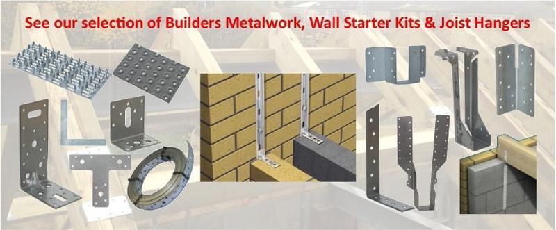 Builders Metalwork including Joist Hangers and Wall Starter Kits.